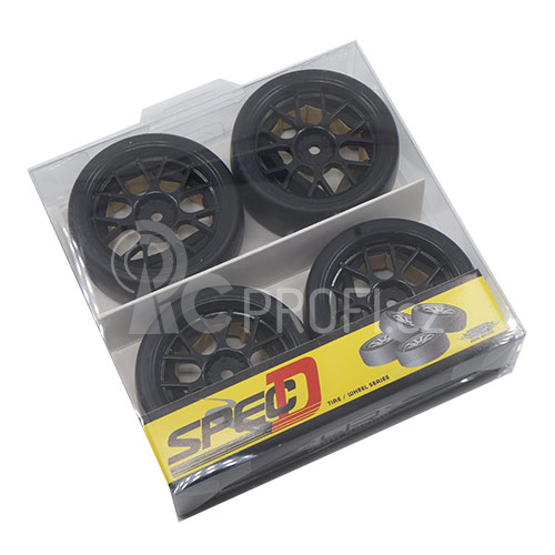 Spec D CS Wheel Offset +3 Black w/Tire 4ks pro 1/10 Drift 