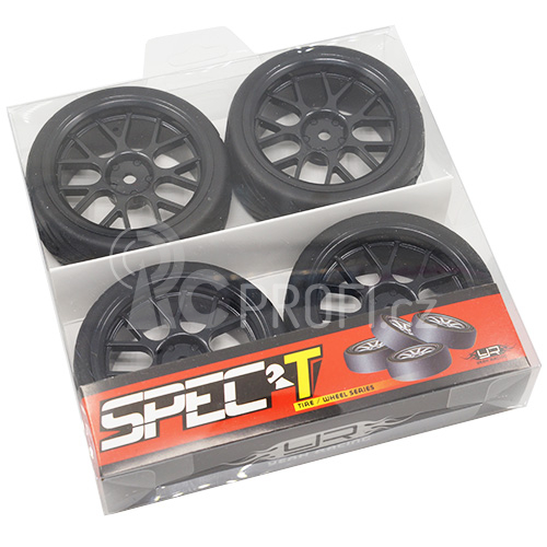 Spec T CS Wheel Offset 3 Black w/Tire 4ks pro 1/10 Silniční