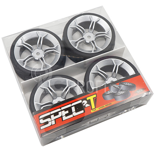 Spec T MS Wheel Offset 3 Silver w/Tire 4ks pro 1/10 Silniční