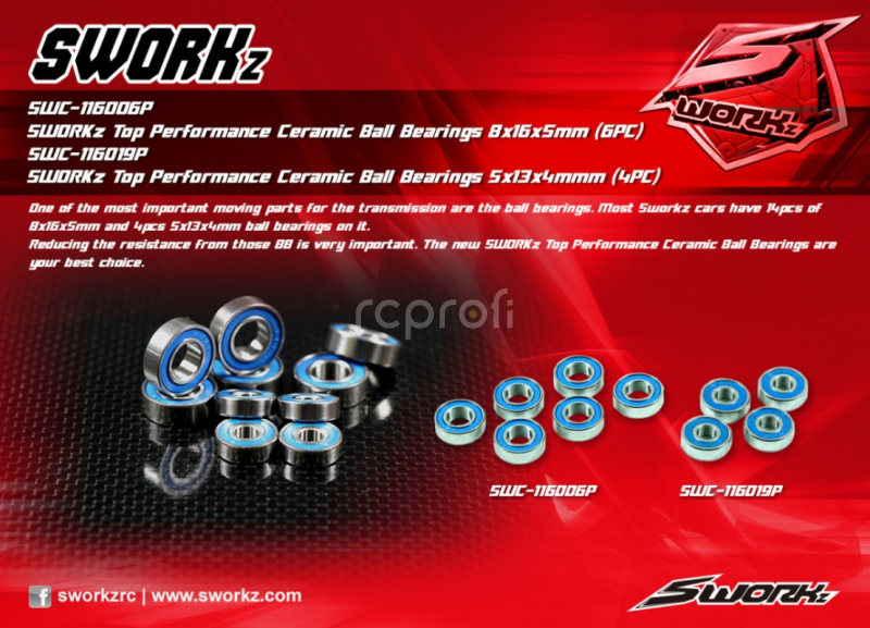 SWORKz Top Performance keramická kuličková ložiska 5x13x4mmm (4 ks)