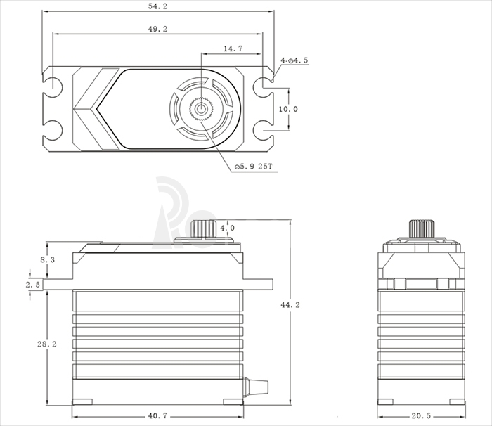 T75 HiVOLT BRUSHLESS Digital servo (70 kg-0,12s/60°)