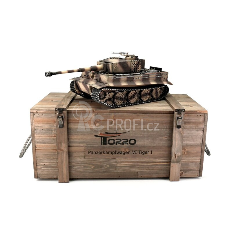 TORRO tank PRO 1/16 RC Tiger I pozdní verze pouštní verze kamufláž - BB - kouř z hlavně