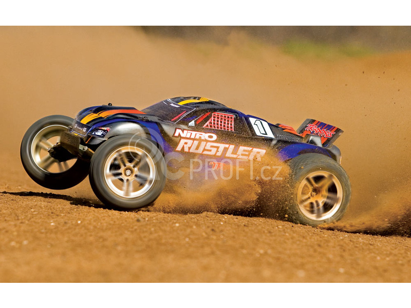 RC auto Traxxas Nitro Rustler 1:10 TQi RTR, modrá