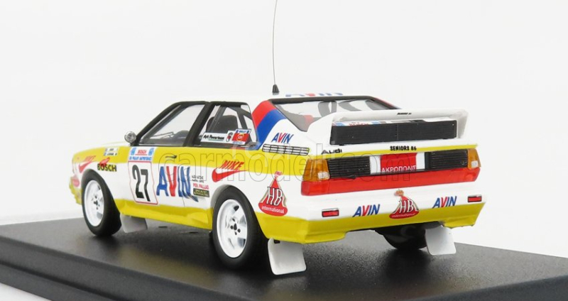 Trofeu Audi Quattro N 27 Rally Acropolis 1986 Jigger - S.konstantinos 1:43 Žlutá Bílá