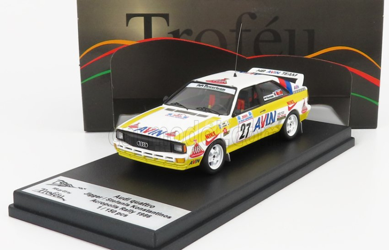 Trofeu Audi Quattro N 27 Rally Acropolis 1986 Jigger - S.konstantinos 1:43 Žlutá Bílá