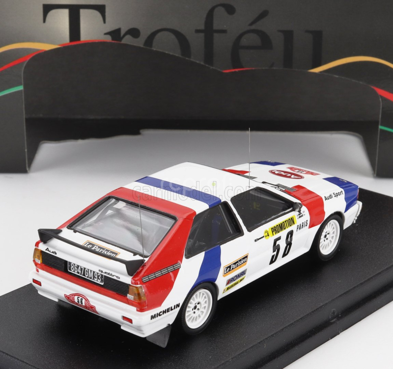 Trofeu Audi Quattro (night Version) N 58 Rally Montecarlo 1983 Jacques Briy - Jacques Henuset 1:43 Bílá Modrá Červená