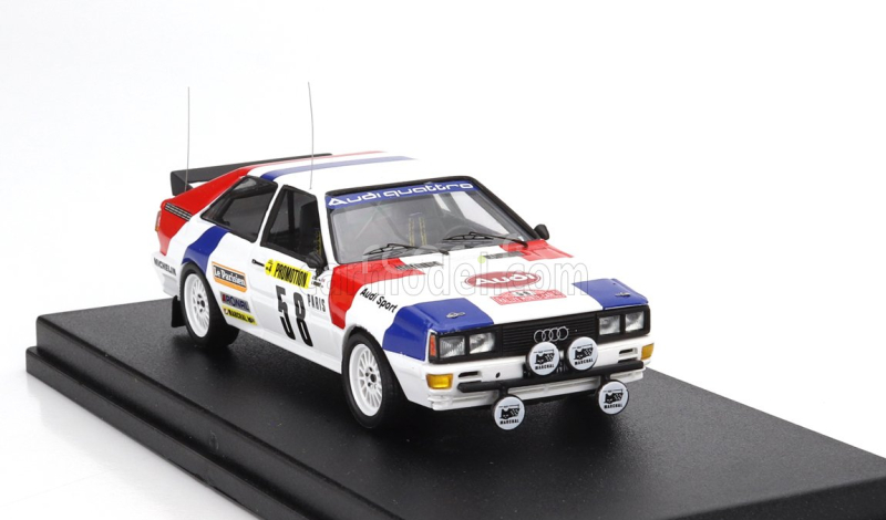 Trofeu Audi Quattro (night Version) N 58 Rally Montecarlo 1983 Jacques Briy - Jacques Henuset 1:43 Bílá Modrá Červená