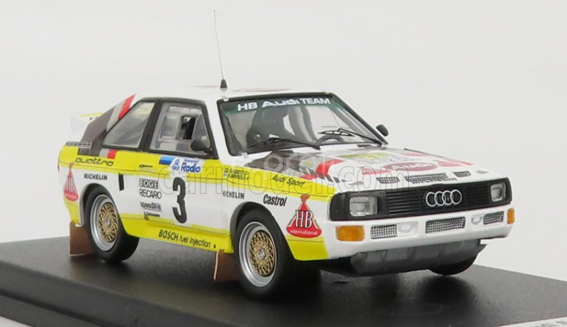 Trofeu Audi Quattro Sport N 3 4th Rally Sweden 1985 H.mikkola - A.hertz 1:43 Bílá Žlutá Hnědá