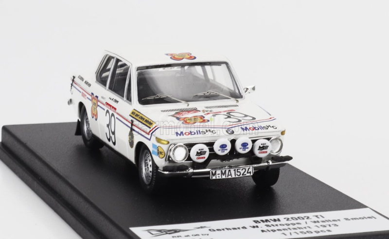 Trofeu BMW 2002 Ti (night Version) N 39 Rally Alpenfahrt 1973 Gerhard Stroppe - Walter Smolej 1:43 Bílá