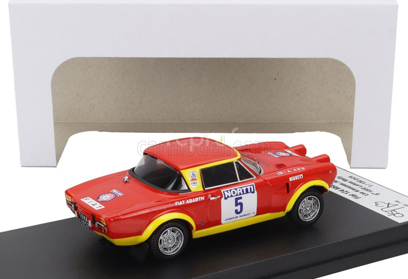 Trofeu Fiat 124 Abarth (night Version) N 5 6th Rally 1000 Lakes 1974 Leo Kinnunen - Also Aho 1:43 Červená Žlutá