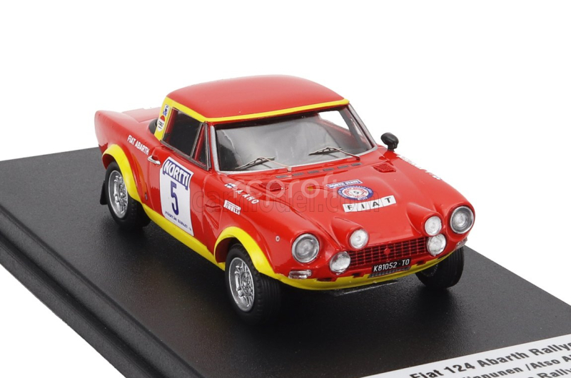 Trofeu Fiat 124 Abarth (night Version) N 5 6th Rally 1000 Lakes 1974 Leo Kinnunen - Also Aho 1:43 Červená Žlutá