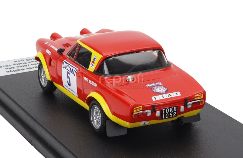 Trofeu Fiat 124 Abarth (night Version) N 5 6th Rally 1000 Lakes 1974 Leo Kinnunen - Also Aho 1:43 Červená Žlutá