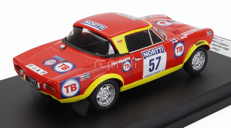 Trofeu Fiat 124 Abarth (night Version) N 57 Rally 1000 Lakes 1974 Marketta Oksala - Terttu Aho 1:43 Červená Žlutá