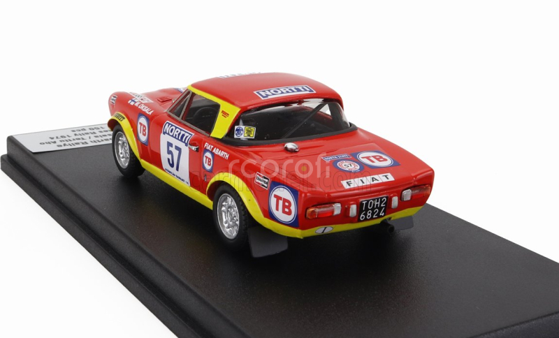 Trofeu Fiat 124 Abarth (night Version) N 57 Rally 1000 Lakes 1974 Marketta Oksala - Terttu Aho 1:43 Červená Žlutá