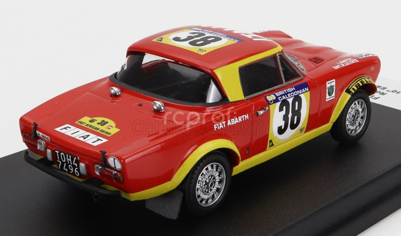 Trofeu Fiat 124 Abarth Rally (night Version) N 38 Rally East African Safari 1974 R.ulyate - I.smith 1:43 Červená Žlutá