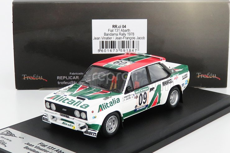 Trofeu Fiat 131 Abarth Alitalia N 09 Rally Bandama 1978 J.vinatier - J.f.jacob 1:43 Bílá Červená Zelená