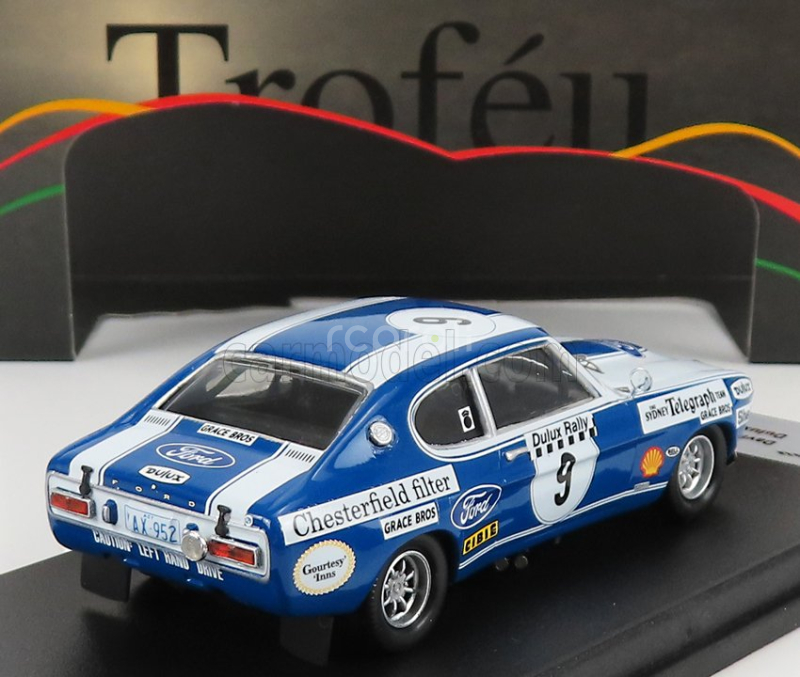 Trofeu Ford england Capri 2600 Rs N 9 Rally Australia 1972 D.mckay - G.connelly 1:43 Bílá Modrá