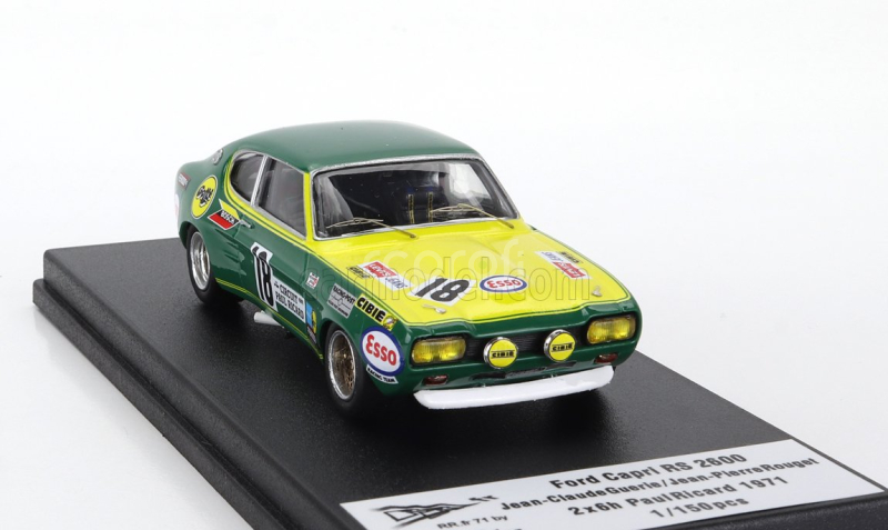 Trofeu Ford england Capri Rs 2600 N 18 2x6h Paul Ricard 1971 Jean Claude Guerie - Jean Pierre Rouget 1:43 Zelená Žlutá