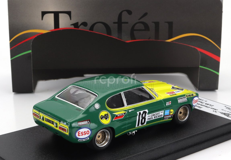 Trofeu Ford england Capri Rs 2600 N 18 2x6h Paul Ricard 1971 Jean Claude Guerie - Jean Pierre Rouget 1:43 Zelená Žlutá