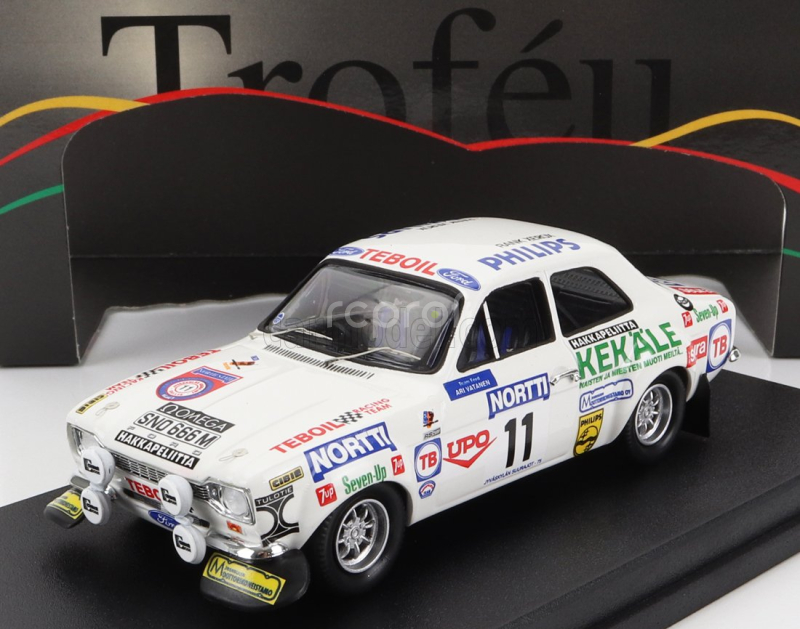 Trofeu Ford england Escort Mki (night Version) N 11 Rally 1000 Lakes 1975 A.vatanen - G.phillips 1:43 Bílá