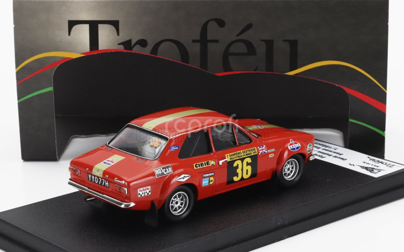 Trofeu Ford england Escort Mki (night Version) N 36 Rally Sanremo 1970 David Sutton - Peter O'gorman 1:43 Red