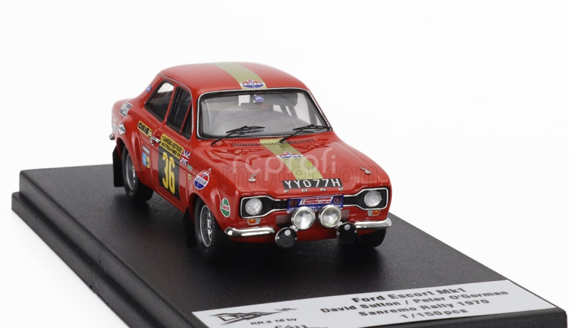 Trofeu Ford england Escort Mki (night Version) N 36 Rally Sanremo 1970 David Sutton - Peter O'gorman 1:43 Red