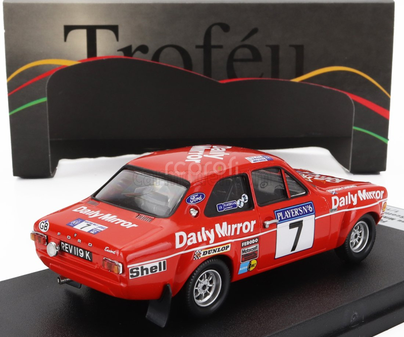 Trofeu Ford england Escort Rs 1600 Mki (night Version) N 7 Winner Rally Scottish 1972 Hannu Mikkola - Hamish Cardno 1:43 Red