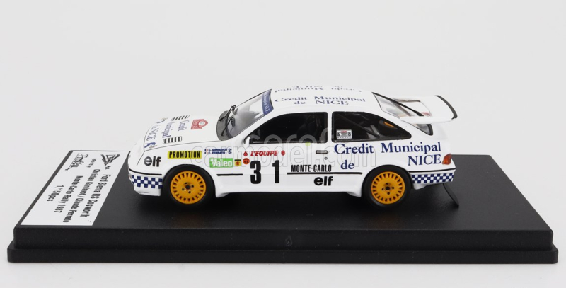 Trofeu Ford england Sierra Rs Cosworth N 31 Rally Montecarlo 1987 Christian Gardavot - Claude Ferrato 1:43 Bílá