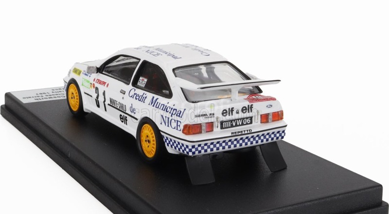 Trofeu Ford england Sierra Rs Cosworth N 31 Rally Montecarlo 1987 Christian Gardavot - Claude Ferrato 1:43 Bílá