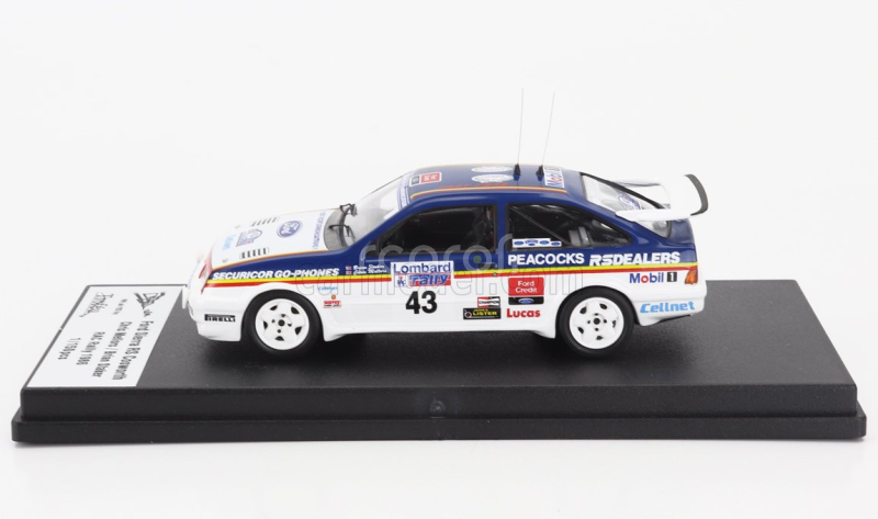 Trofeu Ford england Sierra Rs Cosworth N 43 Rally Rac Lombard 1986 Chris Mellors - Brian Staker 1:43 Modrá Bílá