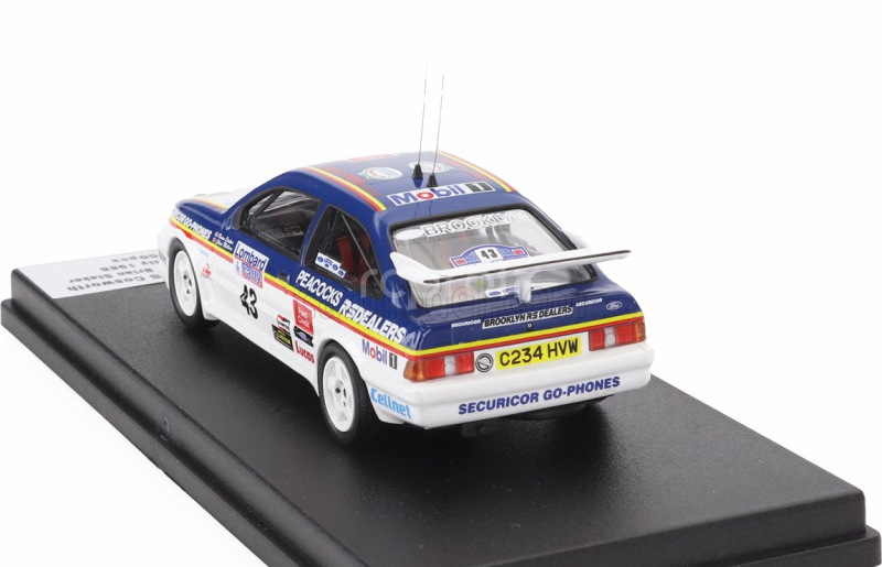 Trofeu Ford england Sierra Rs Cosworth N 43 Rally Rac Lombard 1986 Chris Mellors - Brian Staker 1:43 Modrá Bílá