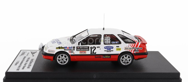 Trofeu Ford england Sierra Xr 4x4 (night Version) N 12 Rally National Breakdown 1987 Phil Collins - Brian Thomas 1:43 Bílá Červená