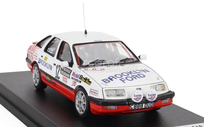 Trofeu Ford england Sierra Xr 4x4 (night Version) N 12 Rally National Breakdown 1987 Phil Collins - Brian Thomas 1:43 Bílá Červená