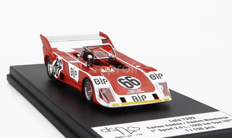 Trofeu Lola T292 N 66 Winner Sport 2.0l Class 1000km Spa 1973 Carlos Santos - Santos Mendonca 1:43 Červená Bílá