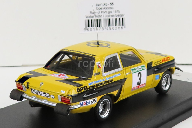 Trofeu Opel Ascona (night Version) N 3 Rally Portugal 1975 W.rohrl - J.berger 1:43 Žlutá Černá