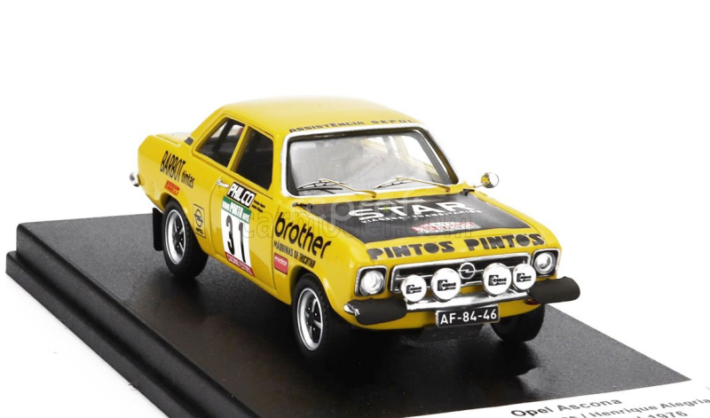 Trofeu Opel Ascona (night Version) N 31 Rally Portugal 1976 Antonio Diegues - Henrique Alegria 1:43 Žlutá Černá