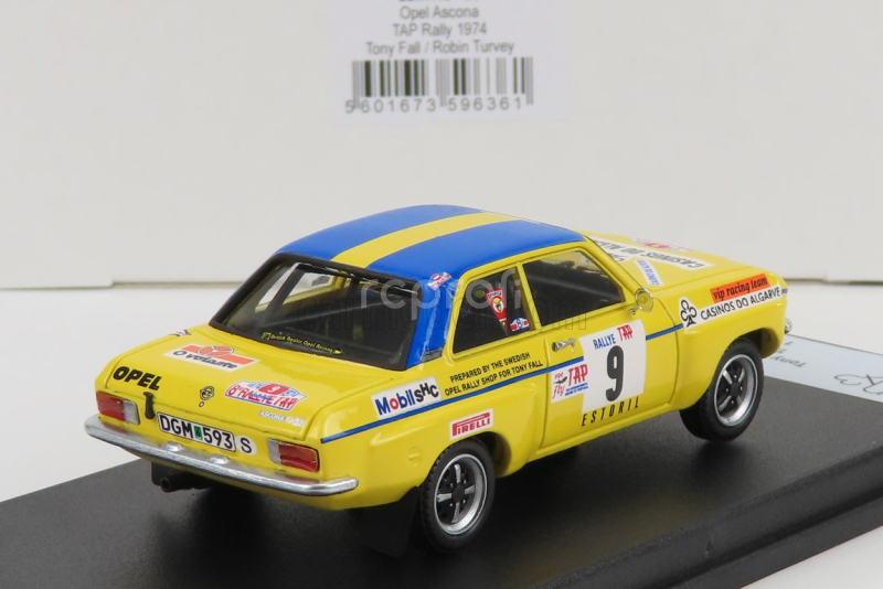 Trofeu Opel Ascona (night Version) N 9 Rally Tap 1974 T.fall - R.turvey 1:43 Žlutá Modrá