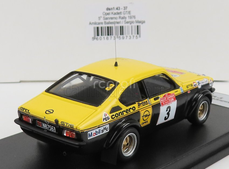 Trofeu Opel Kadett Gt/e Coupe (night Version) N 3 Rally Sanremo 1976 A.ballestrieri - S.maiga 1:43 Žlutá Černá