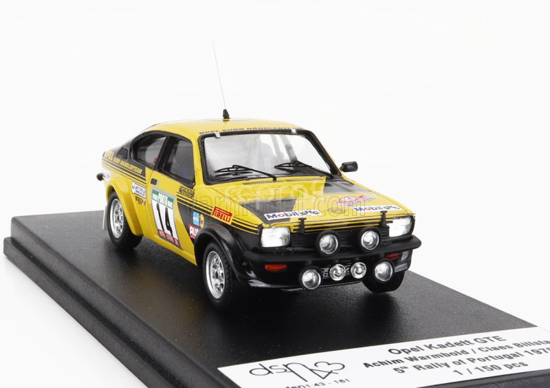 Trofeu Opel Kadett Gte (night Version) N 14 Rally Portugal 1978 Achim Warmbold - Claes Billstam 1:43 Žlutá Černá