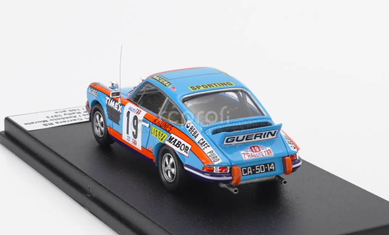 Trofeu Porsche 911 Carrera Rs Coupe N 19 Rally Tap 1973 Americo Nunes - Antonio Morais 1:43 Světle Modrá Oranžová