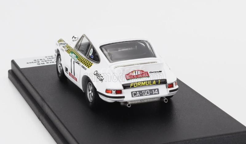 Trofeu Porsche 911 Carrera Rs (night Version) N 11 Rally Portugal 1976 Antonio Borges - Joao Anjos 1:43 Bílá