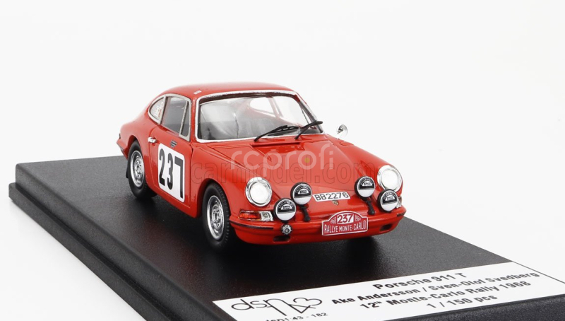 Trofeu Porsche 911 T Coupe N 237 Rally Montecarlo 1968 Ake Andersson - Sven Olof Svedberg 1:43 Orange