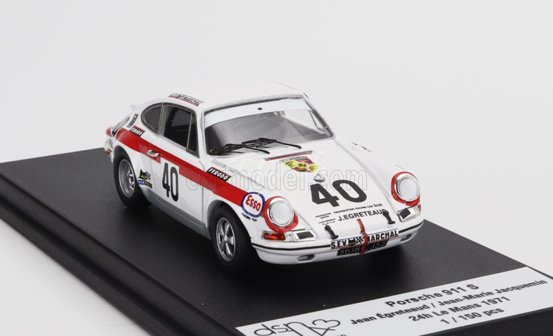 Trofeu Porsche 911s Coupe N 40 24h Le Mans 1971 Jean Egreteaud - Jean Marie Jacquemin 1:43 Bílá Červená