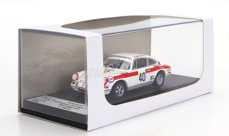 Trofeu Porsche 911s Coupe N 40 24h Le Mans 1971 Jean Egreteaud - Jean Marie Jacquemin 1:43 Bílá Červená