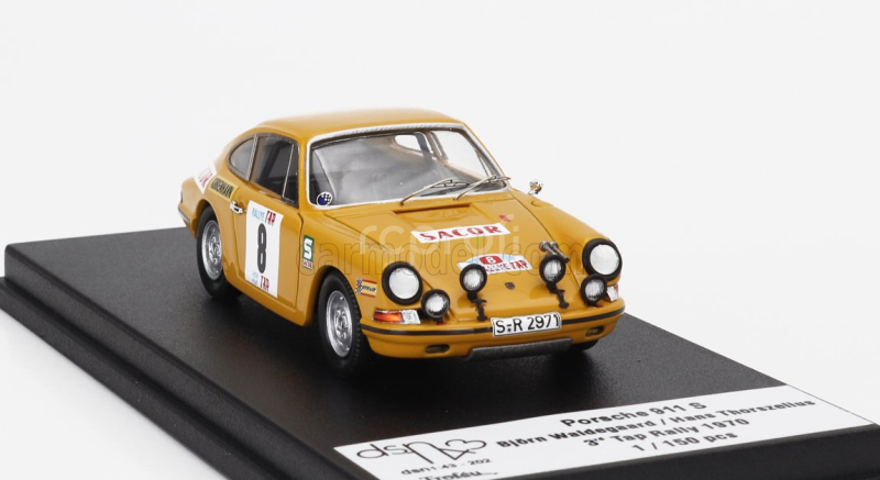 Trofeu Porsche 911s Coupe (night Version) N 8 3rd Rally Tap 1970 Bjorn Waldegaard - Hans Thorszelius 1:43 Žlutá