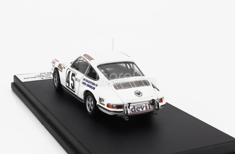 Trofeu Porsche 911s Coupe Team C.laurent N 45 24h Le Mans 1971 Claude Laurent - Jacques Marche 1:43 Bílá Červená