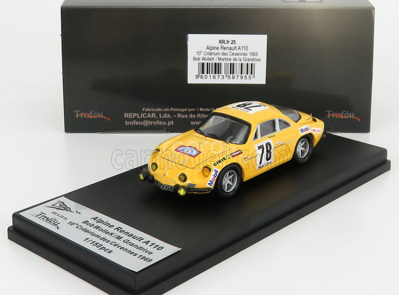 Trofeu Renault A110 Alpine N 78 Rally Criterium Des Cevennes 1969 B.wollek - M.grandrive 1:43 Žlutá