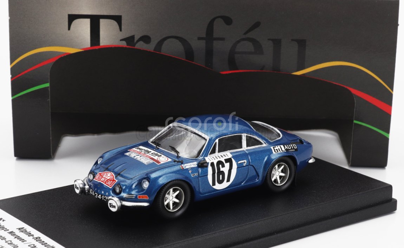 Trofeu Renault Alpine A110 1600 N 167 Rally Montecarlo 1972 Vitor Colaco Marques - Christian Melville 1:43 Blue