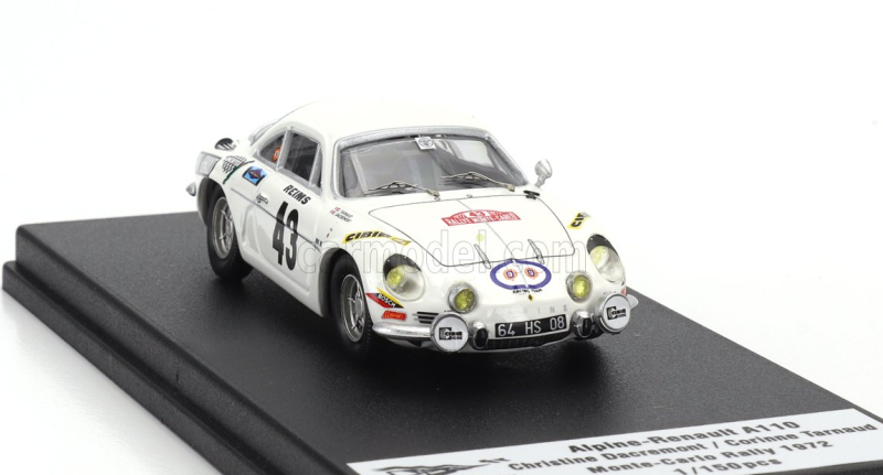 Trofeu Renault Alpine A110 (night Version) N 43 Rally Montecarlo 1973 Christine Dacremont - Marie-odile Desvognes 1:43 Bílá