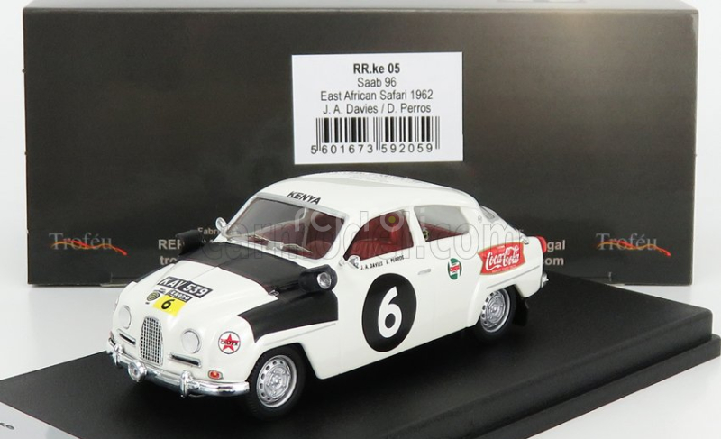 Trofeu Saab 96 N 6 Rally East African Safari 1962 J.a.davies - D.perros 1:43 Bílá Černá